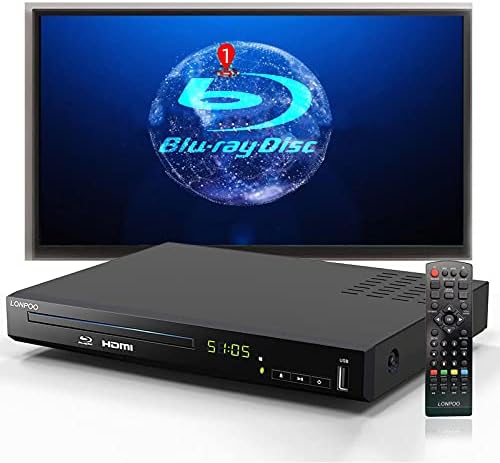 Blu Ray DVD Player,Full HD Blu-ray Disc Player with Metal Enclosure,Easy Hook Up and User Friendly, 1080P Home Theater DVD Player with HDMI Output, Support HDD and USB Playback