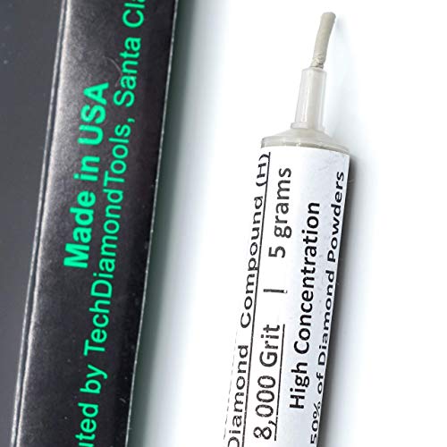 TechDiamondTools Diamond Polishing Compound Polishing Paste USA Made 8,000 Grit 0-2 Microns for Marble Glass Metal Rock Jewelry Resin Silver Chrome Gemstone with High Concentration of Diamond Powder