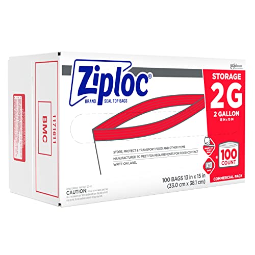 Ziploc Double Zipper Bags, 2 Gallon, Clear, Case Of 100