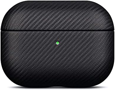 LOPIE Case (Not for AirPods Pro 1st Gen), Handmade AirPods Pro 2nd Generation Case Protective Cover, Carbon Fiber Style Vegan Leather Case for Men/Women - Black