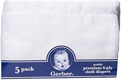 Gerber Prefold Premium 6-Ply Cloth Diapers, 5-Pack