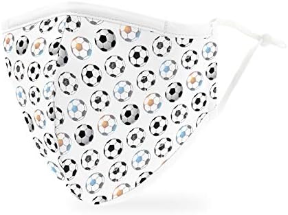 WEDDINGSTAR 3-Ply Adult Washable Cloth Face Mask Reusable and Adjustable with Filter Pocket - Soccer