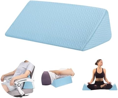 Small Wedge Pillow, Small Wedge Pillow for Sleeping, Foam Wedge for Yoga, Laptop, Memory Foam Positioning, Foam Pillow for Chair, Provide Support and Relieve Fatigue(Blue-17.7")
