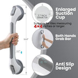 TAILI Shower Grab Bar 2 Pack Suction Grab Bars for Bathtubs and Showers, Heavy Duty Shower Handle Removable Shower Handrails for Seniors and Elderly, Bathroom Safety Grip No Drilling Waterproof, Grey