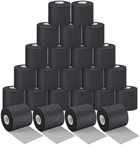 24 Pieces Foam Underwrap Tape Sports Prewrap Athletic Tape Foam Pre Wrap for Ankles Wrists Hands and Knees(Black)