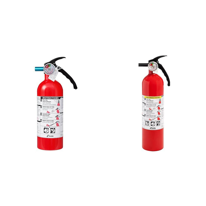 Kidde Fire Extinguisher for Home & Office Use, 5-B:C, 3.2 Lbs., USCG Approved with Strap Bracket (Included) & Fire Extinguisher for Home, 1-A:10-B:C, Dry Chemical Extinguisher, Red