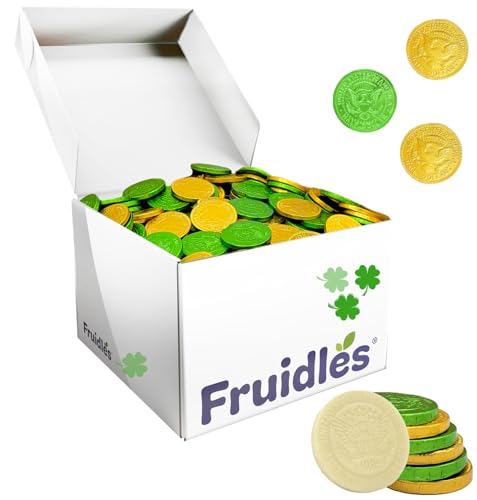 St. Patrick's Day White Chocolate Coins Green and Gold Coins, Belgian Nut-Free Milk Chocolate, Kosher Certified Dairy (200 Coins)
