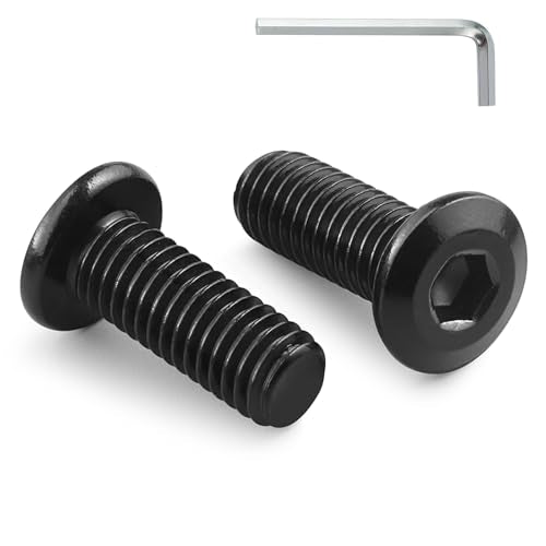M6-1.0 x 20mm Flat Head Hex Socket Cap Screws Bolts 100Pcs, M6 Bolt 304 Stainless Steel Black Zinc Plated, Full Thread, with Hex Spanner