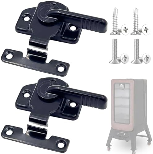 2 PCS Smoker Door Latch Kit for 1077 PBV4PS2, Pit Boss Pro Series II 4-Series Vertical Wood Pellet Smoker, Replacement Parts for Most of Cuisinart Masterbuilt Smoker Door Latch + 8pcs Screws