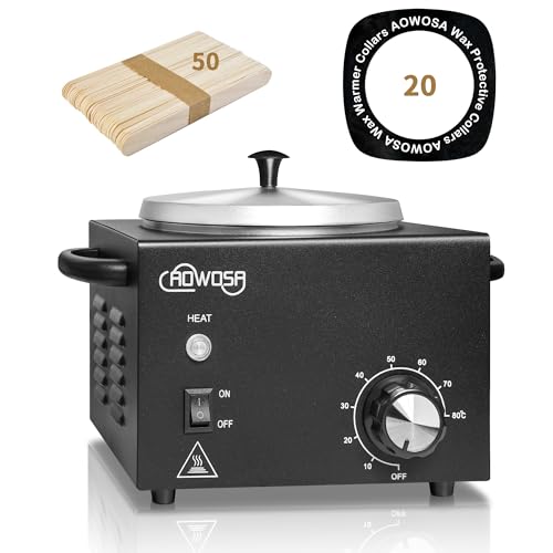 Professional Waxing Kit Wax Warmer Single Pot Wax Heater Machine for Hair Removal, Large Wax Pot with Non-Stick Easy Clean Pot, 50 Wax Sticks & 20 Collar, for Spa Salon Beauty Esthetician Home (Black)
