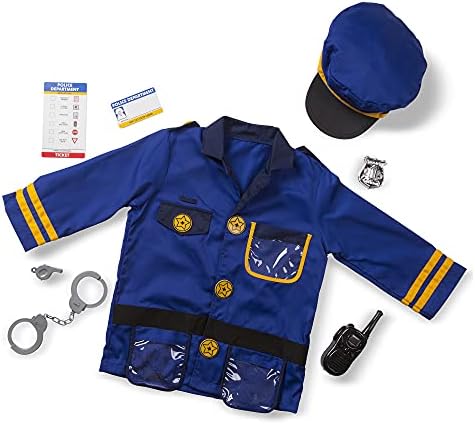 Melissa & Doug unisex-children Police Officer Role Play Costume Dress-Up Set (8 pcs) Frustration-Free Packaging Multicolor, Ages 3-6 Years