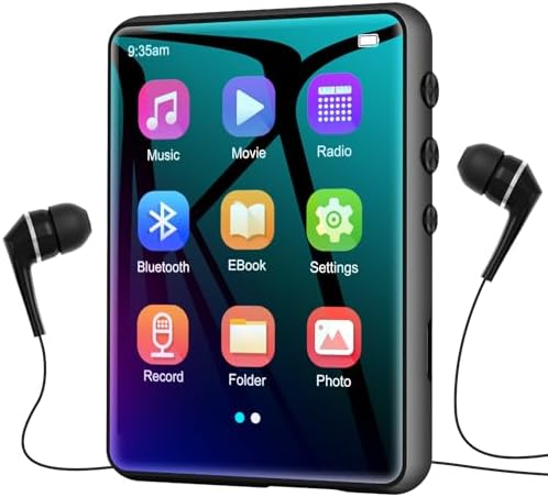64GB MP3 Player with Bluetooth5.3, 2.4-Inch HD Full Touch Screen, Portable Lossless Sound Music Player with HD Speaker, mp3 with FM Radio Recording e-Book, Record, Earphone Included