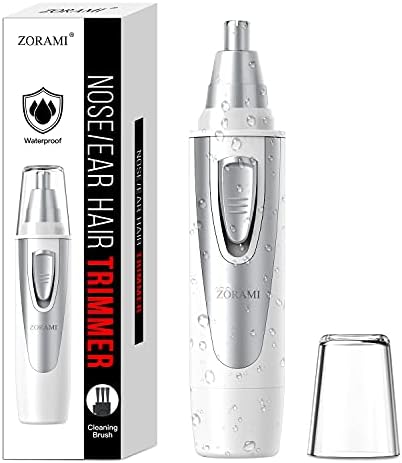 Ear and Nose Hair Trimmer Clipper - 2024 Professional Painless Eyebrow & Facial Hair Trimmer for Men Women,Battery-Operated Trimmer with IPX7 Waterproof,Dual Edge Blades for Easy Cleansing White