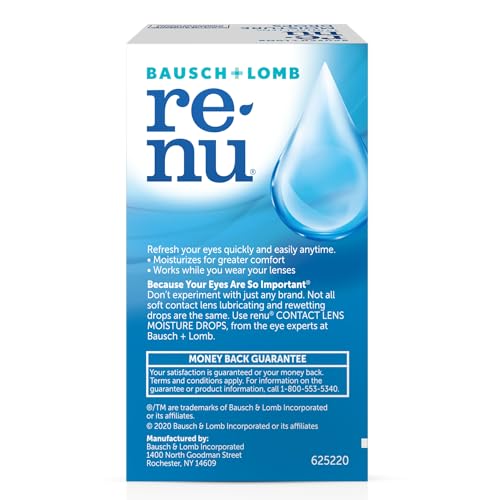 4 Bausch + Lomb RE-NU Contact Lens MOISTURE Drops 0.22 fl oz (8 mL)