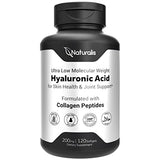 Naturalis Hyaluronic Acid 200mg, 10x Better Absorption Ultra Low Molecular Weight with Collagen, Biotin, Selenium & Vitamin E | Hair, Skin, Nails & Joint Supplements | 120 Softgels