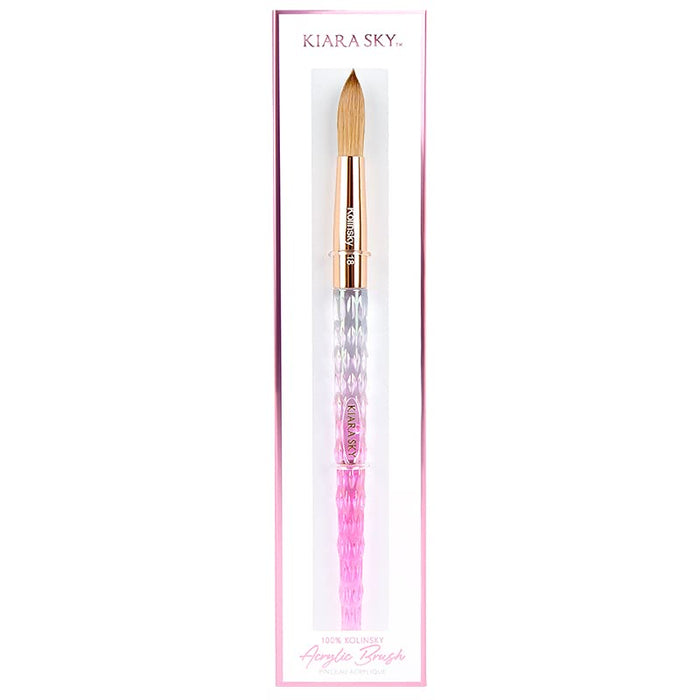 Kiara Sky Pink Crystal Acrylic Nail Brush - Professional Nail Cleaner Tool - Nail Kolinsky Brush for Women - 100% Kolinksy Hand Crafted Nail Tools - Long Lasting Nail Cleaning Brush, (18)