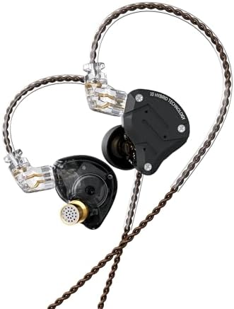 Kinboofi KZ ZS10 Pro IEM Headphone, in Ear Monitor Headphone, 4BA 1DD KZ Wired Earphone Multi Driver in Ear Earphone,IEM Earphone on Stage Monitor for Singer Guitarist Drummer (Matte Black No Mic)
