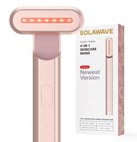 Solawave 4-in-1 Radiant Renewal Facial Wand | Red Light Therapy for Face and Neck | Galvanic Skincare Wand & Facial Massager | Anti-Aging Wrinkle Reduction | Solawave Original