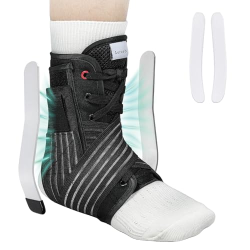 Ankle Brace for Sprained Ankle Lace up Support Brace for Women Men with Side Splints Adjustable Ankles Stabilizer for Injury Recover, Sports, L