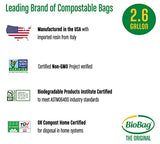 BioBag (USA), The Original Compostable Bag, 2.6 Gallon, 100 Total Count, 100% Certified Compostable Kitchen Food Scrap Bags, Kitchen Compost Bin Compatible