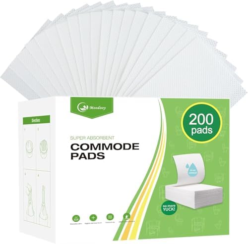 Super Absorbent Bedpan Liners, Medical Grade Value Pack 200 Count, Bedside Commode Pads, Contains Absorbent Gel to Reduce Odor, for Bedside Commode Liners Disposable,Commode Chair,Portable Toilet Bags