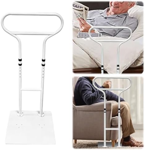 Bed Rails for Elderly Adults Safety, Adjustable Bed Cane for Elderly, Heavy Duty Stand Assist Railing for Seniors, for Couch, Chair, Full, Twin Bed (260LBS Loading, 5 Heights, White)