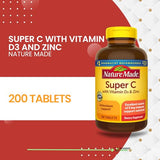 NATURE MADE Super C with Vitamin D3 and Zinc, 200 Tablets (Pack of 1)