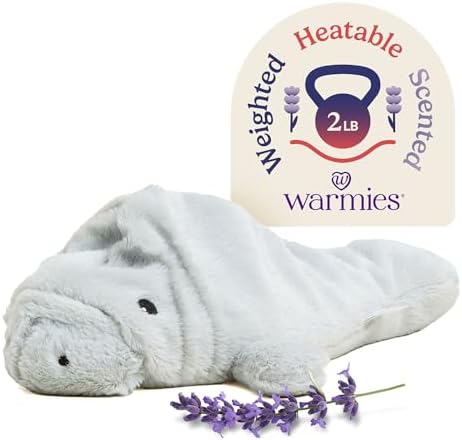 warmies Microwavable & Weighted Stuffed Animals, Manatee - Heated Stuffed Animal Plushie for Warmth & Comfort - Cute Soft Plush Toys for Adults & Children (Boys, Girls, Babies & Toddlers)