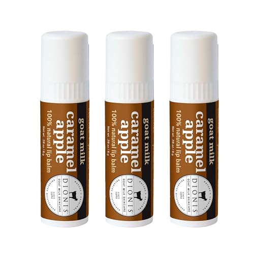 Dionis Goat Milk Skincare Caramel Apple Fall Lip Balm Gift Set - Beeswax, Shea Butter & Coconut Oil Lip Care Products Made in The USA - Cruelty Free Lip Moisturizer for Chapped Lips, 0.28oz 3 Pack