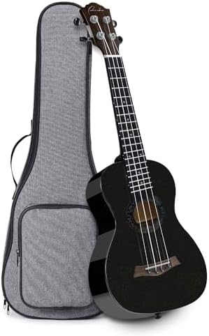 Ranch Tenor Ukulele 26 inch Ukelele Professional Small Hawaiian Guitar Maple Top and Side and Back Glossy Ukalalee Bundle Gig bag - Black
