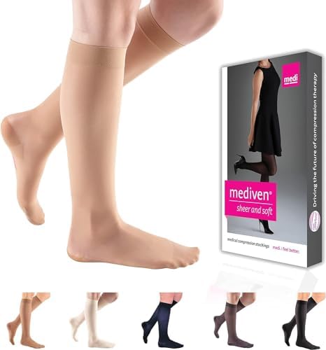 mediven Sheer & Soft for Women, 20-30 mmHg - Closed Toe Leg Circulation, Knee High Compression Stockings for Women, Sheer Leg Support Compression Hosiery
