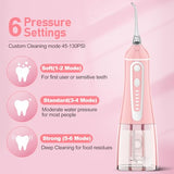 Water Dental Flosser Pick for Teeth,Grinest Cordless Water Dental pik Teeth Cleaner 7 Modes Rechargeable Oral Irrigator Portable IPX7 Waterproof Tooth flossing Cleaning for Home Travel-Pink