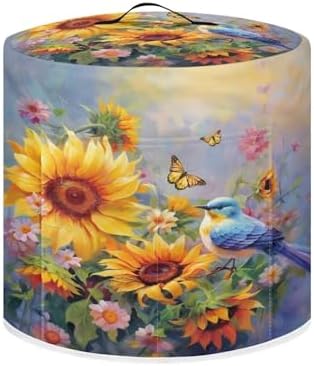 TODIYADDU Butterfly Sunflower Electric Pressure Cooker Cover Round Protective Cover Bag with Pocket and Handle for Instant Pot or Rice Cooker Kitchen Small Appliance Dust Covers Nice Holiday Presents
