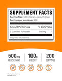 BulkSupplements.com L-Carnitine Fumarate Powder - Carnitine Supplement, Carnitine Powder, L-Carnitine 500mg - Gluten Free, 500mg per Serving, Gluten Free, 100g (3.5 oz) (Pack of 1)
