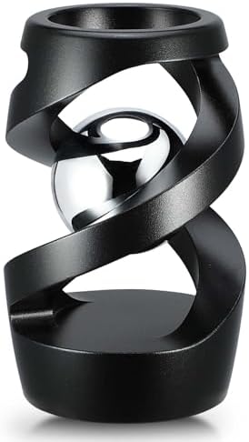 Kinetic Optical Illusion Toys, Kinetic Desktop Fidget Spinner Toys, Cool Gadget Desk Toy Fidget Toys Gift for Various Holidays, Kinetic Spinner Ball Relieve Stress Anxiety for Kids and Adults (Black)