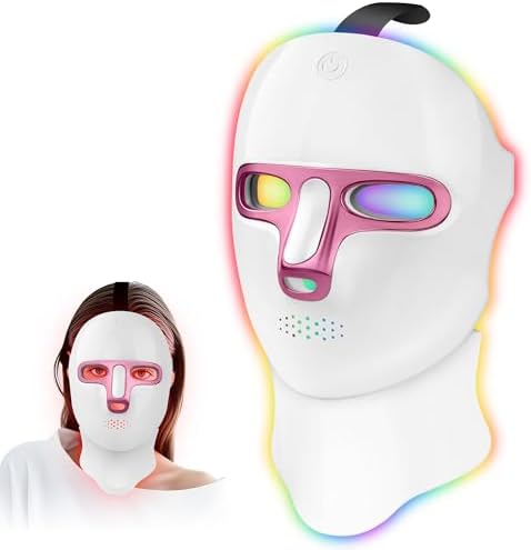 Red Light Therapy Mask kit - 7-1 Color LED Facial Light Therapy for Face and Neck, Reduces Wrinkles and Brightens Skin, Wireless, Portable, Rechargeable, Suitable for Home or Travel Use