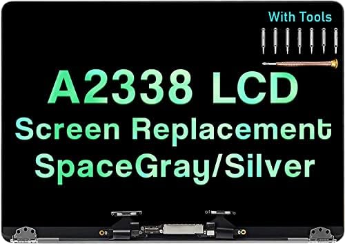 XIMIELEC 13'' Screen Replacement for MacBook Pro M1 Retina A2338 2020 EMC 3578 MYD83 MYD92 MYDA2 MYDC2 LCD Full Screen Display Assembly (Sliver), Silver
