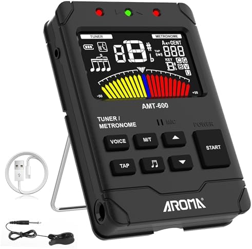 Digital Metronome Tuner Tone Generator, 3 in 1 Rechargeable Voice Counting Tap Musical Instruments Tool w/Clip-on Microphone