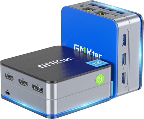 GMKtec Mini PC Intel N150(Turbo 3.6GHz) 12GB DDR5 512GB SSD Dual LAN, Desktop Mini Computer 4K Triple Display, WiFi6, BT5.2, Energy Efficient
