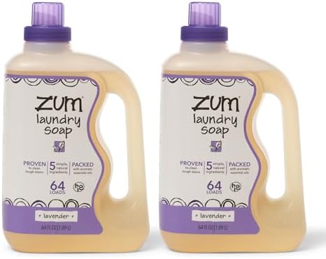 Indigo Wild Zum Clean Laundry Soap - Plant-Based Liquid Laundry Soap - Contains Baking Soda, Essential Oils & Saponified Coconut Oil - Lavender Scent - 64 fl oz (2 Pack)