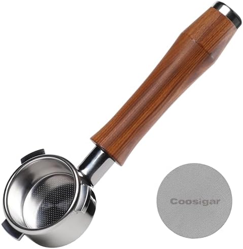 54mm Bottomless Portafilter with Puck Screen | Fits for 54mm Breville Machines | Stainless Steel portafilter and Rosewood Handle|Espresso Machine Accessories(Rosewood)