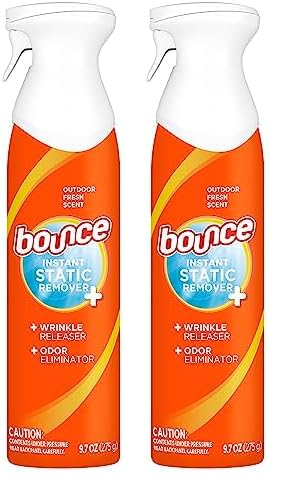Bounce Anti Static Spray, 3 in 1 Instant Anti Static Spray & Instant Wrinkle Release, Odor Eliminator and Fabric Refresher Spray (9.7 Fl Oz, Pack of 2)