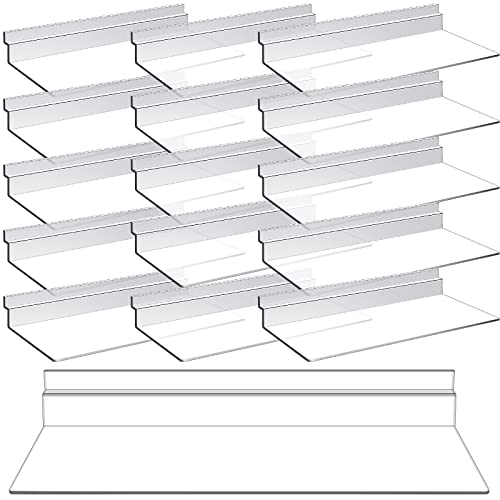 4 x 10 Inch Slatwall Shelves Hanging Slatwall Accessories Clear Slatwall Shelf Plastic Shelves for Wall, Home Shoe Stores Boutiques Supplies (Clear, 16 Pack)
