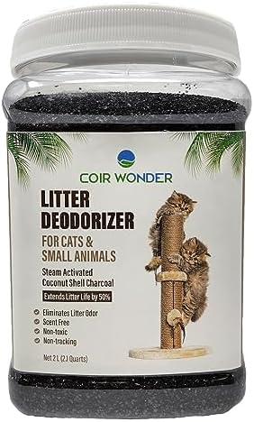 Cat Litter Deodorizer – Litter Box Odor Eliminator – 2.2 Lb - Made of Activated Charcoal Carbon – Longer Kitty Litter Life – Odor Control for Small Animal Pet Enclosure and Chicken Coop