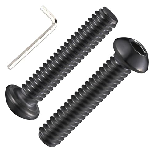 (20Pcs) 3/8-16 * 1-1/2 Button Head Socket Cap Bolts Screws, 304 Black Stainless Steel, Allen Hex Drive, Bright Finish, Fully Machine Thread
