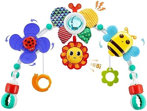 Adjustable Arch Bassinet Toys for Infant & Toddlers, Stroller Arch, Baby Crib Toys with Fascinating Toys for Stimulating Baby’s Senses and Developing Motor Skills