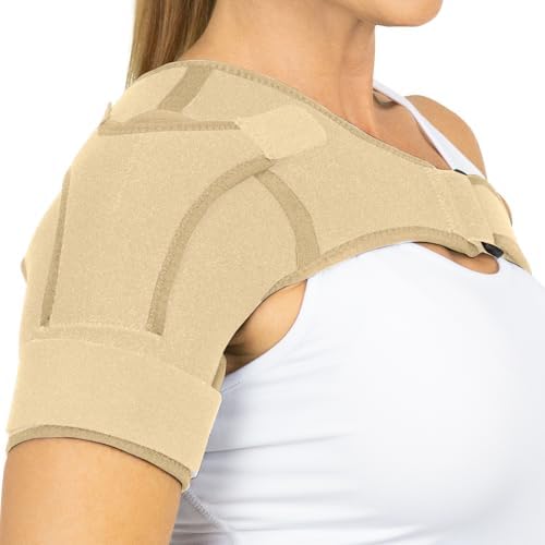 Vive Shoulder Brace for Women & Men - Injury Recovery Compression Support Sleeve - for Rotator Cuff Injuries, Arthritis, Sprain, Dislocation, PT - Targeted Inflammation Pain Relief (Beige, Medium)