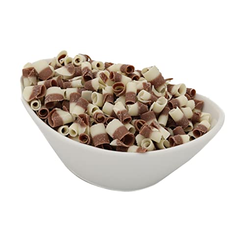Striped Chocolate Curls Topping, OliveNation Milk & White Chocolate Curls, Real Chocolate Decorations, Topping & Garnish, Non-GMO, Gluten Free - 2 lbs