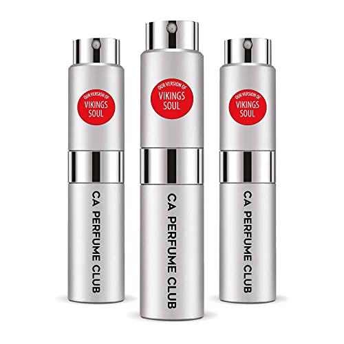 CA Perfume Impression of Vikings Soul For Men Replica Version Fragrance Dupes Concentrated Long Lasting Eau de Parfum Spray Refillable Atomizer Bottle 0.27 Fl Oz-X3
