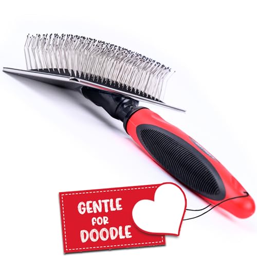 Slicker Brush for Dogs With Coated Tips - Extra Long Pins Removes Tangles - Doodle and Goldendoodle Brush Goes Deep Into Undercoat - Golden Retriever Brush for Shedding - Cepillo Para Perros